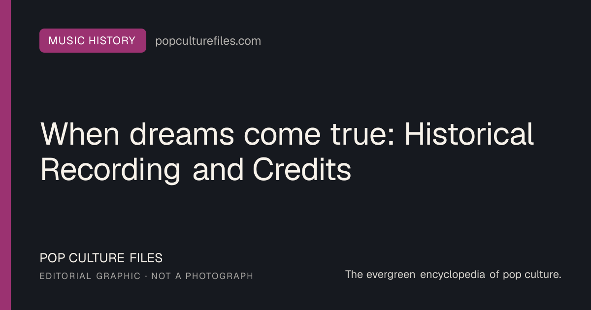 Editorial graphic for: When dreams come true: Historical Recording and Credits