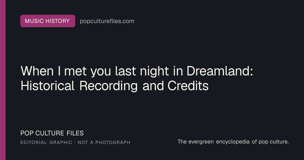 Editorial graphic for: When I met you last night in Dreamland: Historical Recording and Credits
