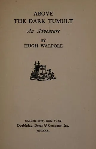 Above the dark tumult, an adventure book cover
