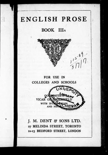 Goldsmith's The vicar of Wakefield book cover