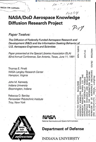 NASA/DoD aerospace knowledge diffusion research project book cover