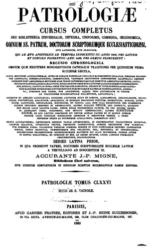 Patrologiae cursus completus book cover